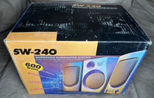 Altoparlanti stereo vintage 600 W surround subwoofer sistema multimediale Mac PC NUOVI CON SCATOLA anni '90