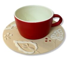 Tazza Cioccolata/Colazione con piattino in ceramica Kergrès Wald, serie Mille