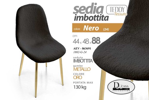 Sedia tessuto nero - nero, metallo