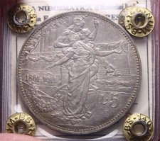 NL* VEIII 5 Lire ARGENTO 1911 CINQUANTENARIO RARA SPL Perizia Manfredini Paolo