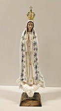 STATUA MADONNA DI FATIMA CM 61 IN VETRO RESINA DECORO FLOREALE ARTIGIANALE
