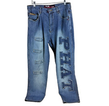 Jeans Phat Farm uomo 36x33 larghi streetwear grande logo spellout vintage anni 90 hip hop