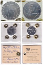 REPUBBLICA ITALIANA 5 lire 1953 FDC PERIZIATA