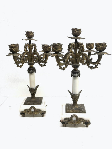 Antica coppia candelabro marmo - candelabro,