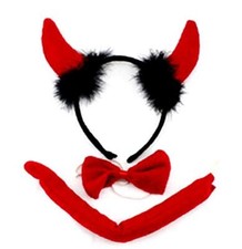 Set Costume Diavolo Carnevale rosso Demone infernale Corna Coda L.3472