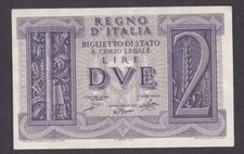 [UNC] 1939 Italy 2 Lire P-26