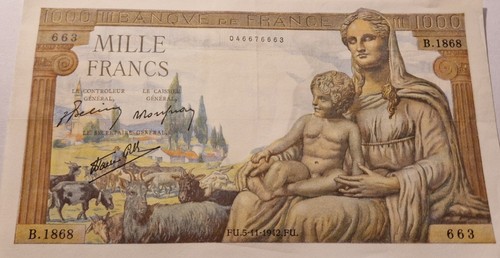 Francia banconota 1000 franchi - francia,