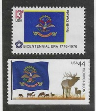 NORTH DAKOTA - SET OF 2 STATE FLAG STAMPS - MINT NH