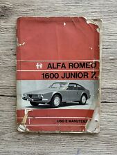 Libretto Uso E Manutenzione Alfa Gt Junior Zagato 1600 Owner’s Manuel