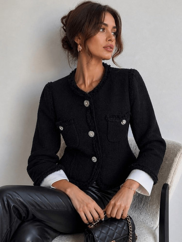 Blazer zara nero boucle tweed - nero,