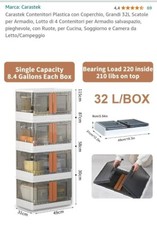 CONTENITORI PLASTICA CON COPERCHIO DA 32 LITRI PIEGHEVOLE IMPILABILE