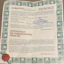 Rolex Garantie Chronomètre