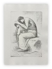 CARLO CARRÀ (1881-1996) - Litografia - La cercatrice di pidocchi