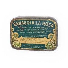 1960ca * Scatola, Barattolo in Latta "Sanagola La Rosa, Pastiglie Antisettiche e
