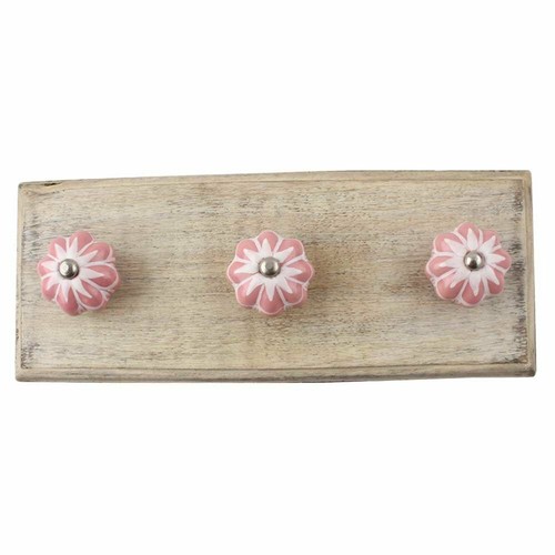 Legno fiori fatti mano ganci - legno,