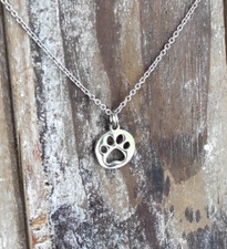 Steel dog paw pendant - steel, choker