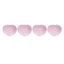 4pcs Rose Quartz Heart Shaped Pink Crystal Healing Stones For Love Gift UDOO