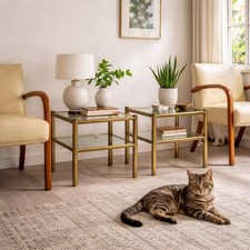 Tavolini Vintage Ottone Vetro