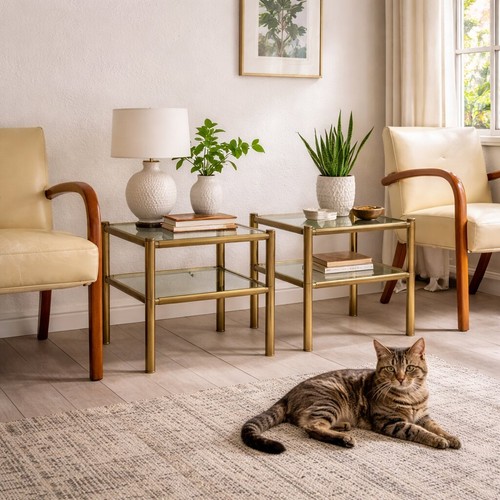 Tavolini vintage ottone vetro - tavolini,