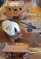 4 MODELLINI Diligenza Carro coperto Carro da fieno Cannone FATTI A MANO