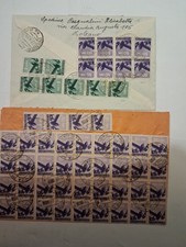 1951 n.2 buste con affrancatura multiple 50c e 8 lire democratica