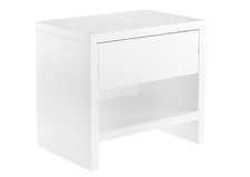 Design moderno per comodino in Faggio bianco con cassetto e ripiano 90.20-K39W