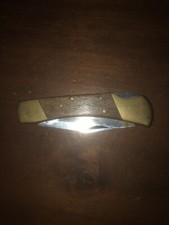 Vintage coltello da collezione a serramanico legno e ottone lama acciaio inox