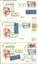Buste FDC Venetia Gronchi 1961 con rosa ricoperto. Cert. Bolaffi + Catalogo