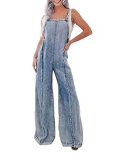 Tuta In Denim da Donna, Vestibilità Ampia, Spalline Regolabili, Pantaloni L7481