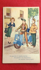 CARTOLINA VINTAGE PIAGGIO VESPA SCOOTER EPOCA LAMBRETTA FARO BASSO 125 150 GS SS