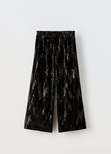 NUOVO PANTALONE ZARA BAMBINO VELLUTO PAILLETTES NERO TG 11 - 12 ANNI