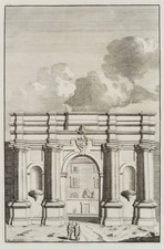 B. OVERBEKE (1660-1705), Porta Portuensis a Roma, 1709, ruota. Classicismo