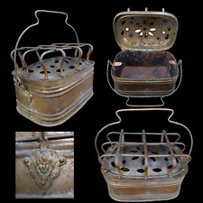 RARO BRACIERE ANTICO IN OTTONE TRAFORATO FERRO FORGIATO ANGELI 1700