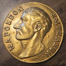 1963 GRANDE gesso Napoleone Bonaparte targa da parete moneta medaglione scultura ~ B1655