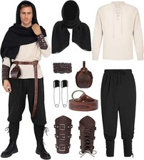 COSTUME UOMO MEDIEVALE ADULTI IN MASCHERA PIRATA VICHINGO ABITO COMPLETO XXL