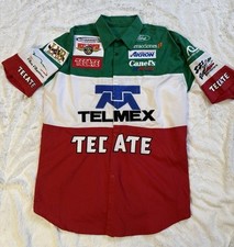 Camicia vintage Tecate Pit Crew Indy Car Racing Memorabilia taglia XL con bottoni