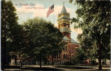 Central High School, Norwalk Ohio - c1907-1913 cartolina posteriore divisa - demolita