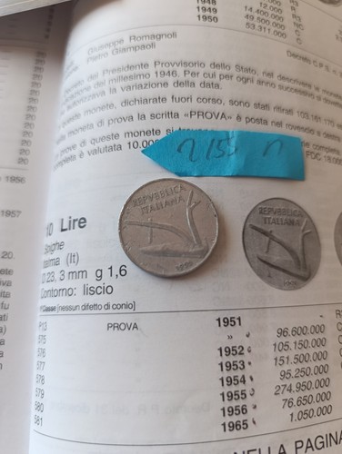Moneta lire del 1955 - moneta, 10