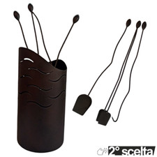 2° Scelta ?* Ø25 x 50h cm SET ATTREZZI CAMINO FERRO INTAGLIATO ARTIGIANALE 4pz
