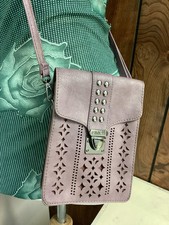 Borsa a tracolla MINICAT donna piccola viola RFID porta telefono taglio laser borchiata