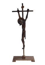 Crocifisso antico in ottone da tavolo crocefisso vintage Anni 80 90 Cm 27 x 10,5