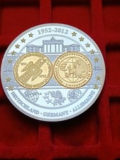 GERMANIA 2012 - 5 DM, MEDAGLIA COMMEMORATIVA GIGANTE PLACCATA IN ORO E ARGENTO. 