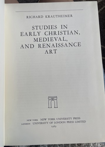 Richard krautheimer studies - richard, /