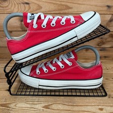 Converse scarpe da ginnastica donna taglia UK 4 All Star rosse stringate tela scarpe casual CT