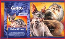 A5142 - GUINEA-BISSAU - ERRORE ERRORE ERRORE ERRORE Foglio ricordo: 2017 Gatti, Sphynx, Persiano