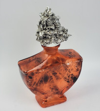 BOTTIGLIA VINTAGE IN VETRO con Tappo in Argento Laminato rare Glass - Collezione