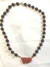 Collana dei primi del '900 in Corallo di Sciacca, Onice Nero con Partitura e Sus