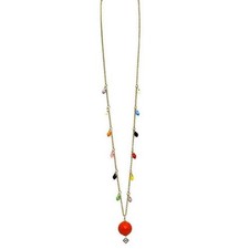 Collana lunga FENDI oro arancione multicolore rara buona GP bijou usata