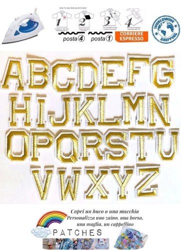 Patch lettere alfabeto dorate - lettere,
