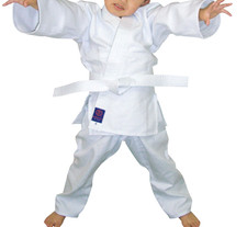 Kusakura Japan Kids Bambino Judo gi indossa JJO Giacca Pantaloni Obi set bianco